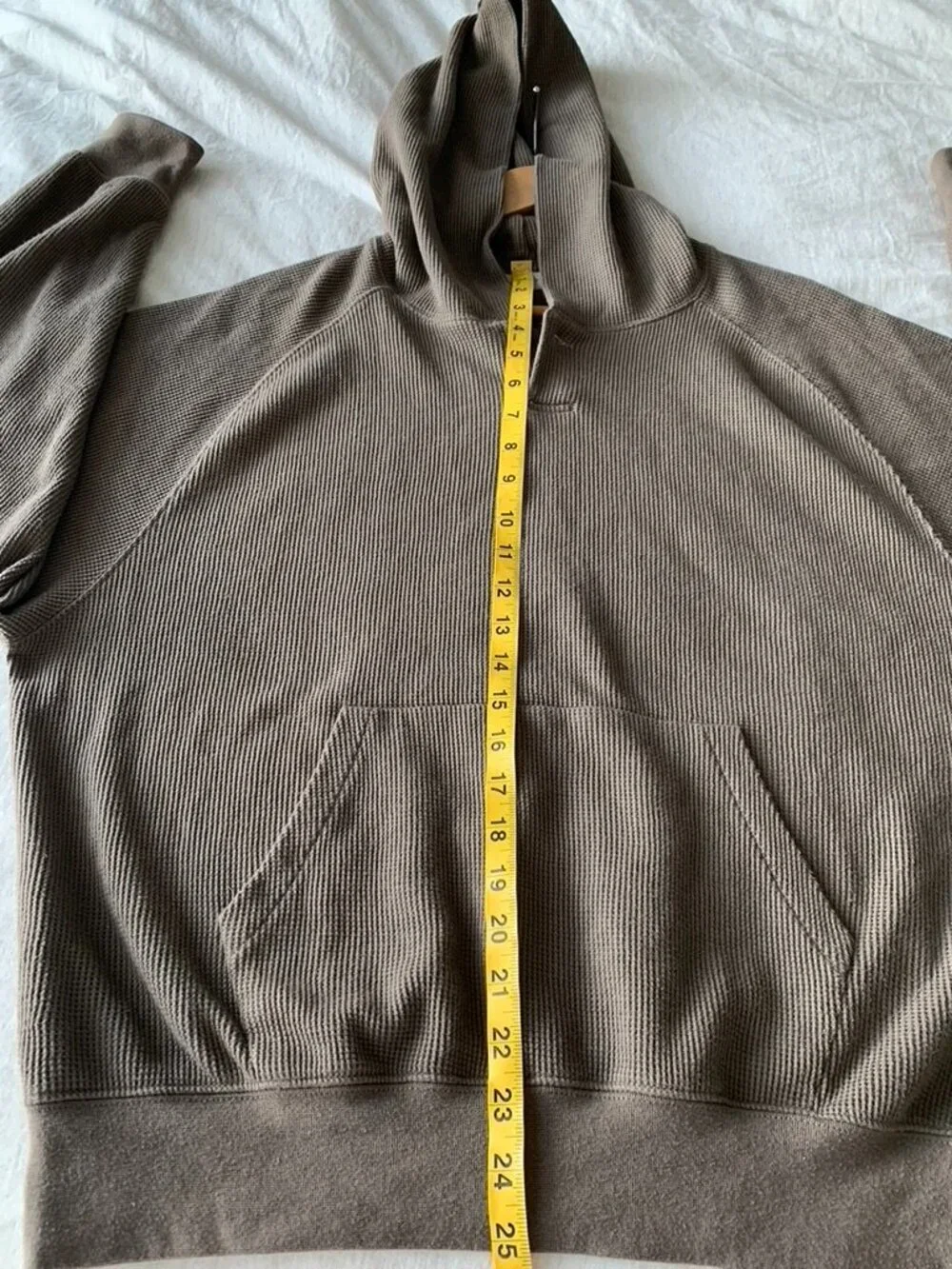 Essentials Fear of God Hooded Waffle Knit Pullover - Taupe size 14/16 or L - Picture 6 of 8